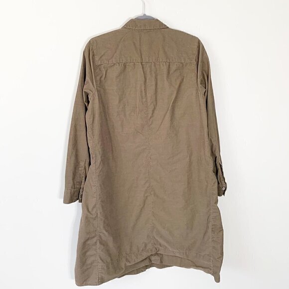 J. Jill corduroy green-brown long sleeve button front collared knee length dress - Picture 6 of 10